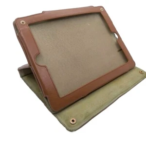 Tory Burch Brown Leather Robinson iPad Tablet Case READ Description - Picture 1 of 13