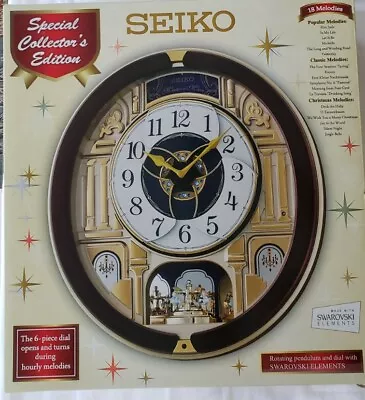 Seiko  COLLECTOR'S 18  Melodies in Motion wall clock Swarovski crystals QXM481BR - Image 1 of 3