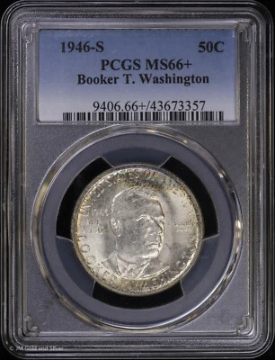 1946 S Booker T. Washington Commemorative Half Dollar PCGS MS 66+ | UNC BU - Image 1 of 4