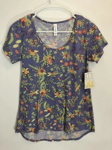 Camisa para mujer Lularoe XXS clásica T púrpura floral - Imagen 1 de 6