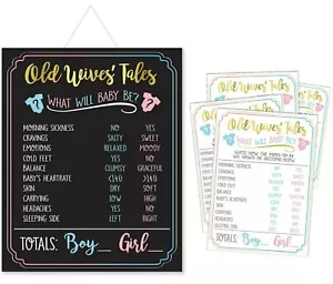GENDER REVEAL BABY SHOWER Party Game What Will Baby Be Old Wives Tale Easel NEW - Picture 1 of 2