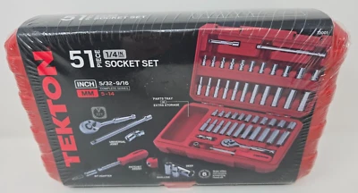 TEKTON 1/4 Inch Drive 6-Point Socket and Ratchet Set, 51-Piece - Image 1 of 3