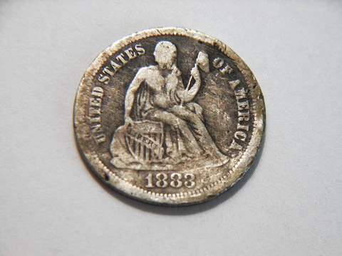 1883-P Seated Liberty Dime with F+ details,  Nice Lower Priced great filler coin Cover