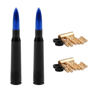 2pcs Blue 50 Cal Bullet Antenna Heavy Gauge Machined Billet Short For Ford F150 - Picture 1 of 7