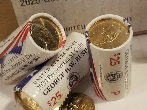Uncirculated 2020 P Mint George H.W. Bush $25 Dollar Roll New Presidential Coins Cover