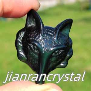 Natural Colorful Obsidian Wolf Pendant Carved Quartz Crystal Skull Healing 1pc - Picture 1 of 9