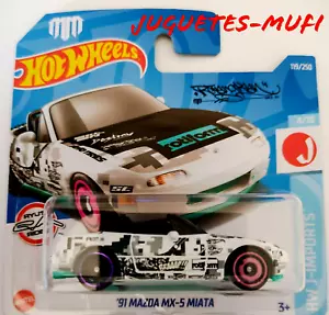 ´91 MAZDA MX-5 MIATA blanco/white HOT WHEELS 2022 HW J-IMPORTS 4/10 Mattel New - Imagen 1 de 4