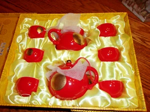 Sushi Ceramics Tea Set in Box- New- Red and Gold - Picture 1 of 7