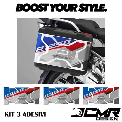 Adesivi Valigie BMW GS R 1250 Kit 3 Grafiche Complete Laterali Dx Sx Bauletto - Immagine 1 di 2