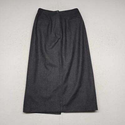 Vintage J Jill Midi Skirt Womens 14P Petite Gray Wool Blend Zip Pockets USA - Image 1 of 4