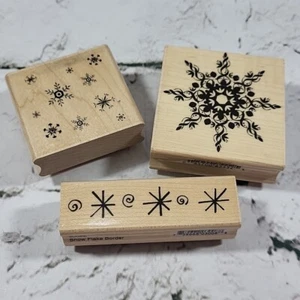 Snowflake Rubber Stamps Lot of 3 Holiday Scrapbooking  - Picture 1 of 9