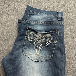 Avirex Jeans 36x32 Mens Embroidered Denim Loose Y2K - Picture 1 of 7