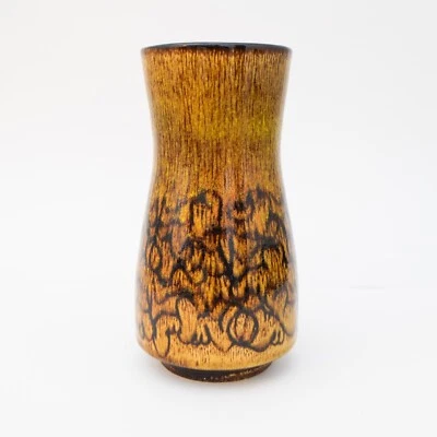 Large AEGEAN POOLE POTTERY Vase Orange Yellow Drip Glaze Retro 9.5" 24cm - Image 1 of 4