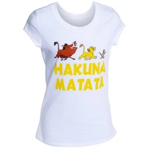 WOMEN'S Juniors Disney THE LION KING Hakuna Matata Graphic T-shirt NEW Medium - Picture 1 of 5