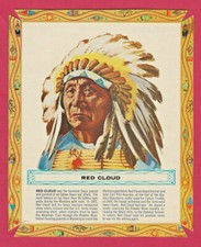 c1960 KELLOGG'S SUGAR POPS Box Back - FAMOUS INDIAN CHIEFS DRAWINGS - RED CLOUD