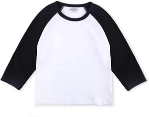 Toddler Baby Girls Boys Long Sleeve Shirts Raglan Shirt Baseball Tee Cotton - Picture 1 of 12