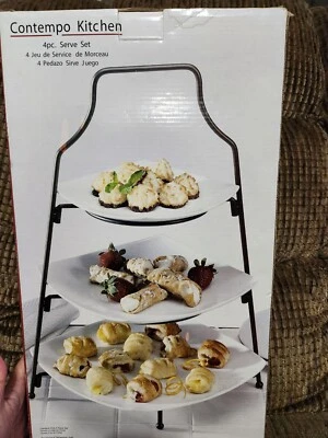 Contempo Kitchen 3-Tier Ceramic Serve Tray Set for Halloween Christmas Parties - Image 1 of 4