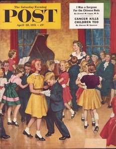 1951 APRIL 28 Dance Cotillion SATURDAY EVENING POST COVER ONLY Amos Sewell #2 - Foto 1 di 3