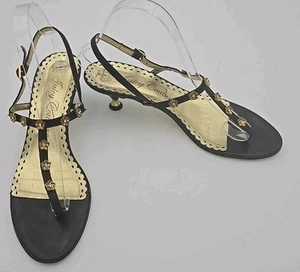 Juicy Couture Women’s 9 Gold Flowers "Diamond" Leather Toe Golden Heels RARE - Picture 1 of 9