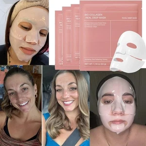 Korean Bio-Collagen Real Deep Mask, Hydrating Overnight Hydrogel Mask | 4 Sheets - Picture 1 of 12
