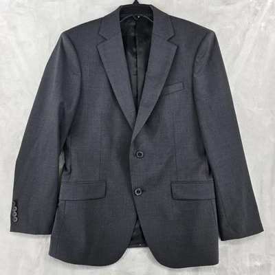 Theory Mens Wool Plaid Gray Sport Coat Jacket Blazer Sz 38S Two Button EUC - Image 1 of 4