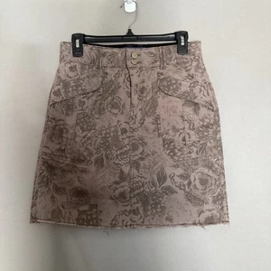 Democracy "Ab"solution Cargo Skirt 4 Pockets Neutral Print Utility Doble Buttons - Picture 1 of 8