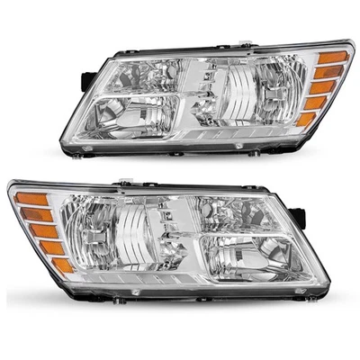 For 2009-2018 Dodge Journey Chrome Amber Headlight 09-18 Pair Headlamps Assembly Foto 1 de 4