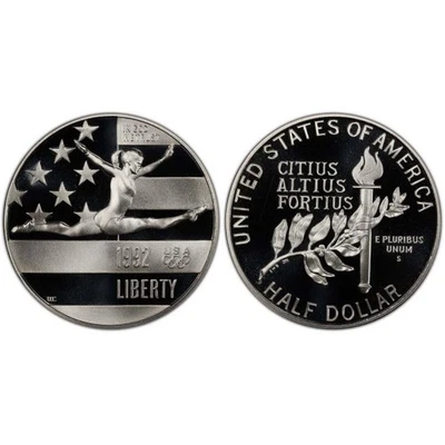 1992-S PROOF Olympic Gymnastics Commemorative Half Dollar Uncirculated Coin GEM. - Image 1 of 3