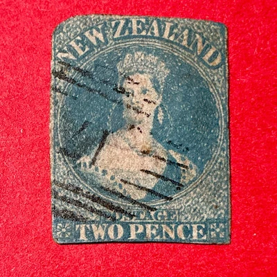 New Zealand Stamp, 1855 Q Victoria 2d Dull Blue on blued p. Imperf. SG#2. U - Image 1 of 4