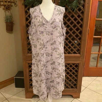 Vestido midi vintage Kathy Ireland Boho Cottage Core mezcla de lino floral sin mangas Foto 1 de 4
