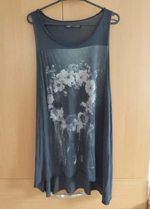 AllSaints Spitalfields Wreathed Longline Tank Sleeveless Faded Black Grey UK12 - Picture 1 of 8