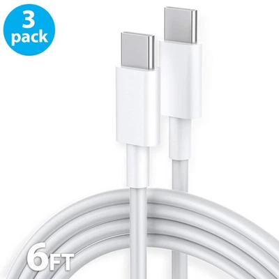 3-Pack 6FT USB-C to USB-C Cable Fast Charge Type C Charging Cord Rapid Charger - Image 1 of 4