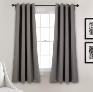Set of 2 Insulated Grommet Blackout Curtain Panels Lush Décor 52" W x 95" L Gray - Picture 1 of 5