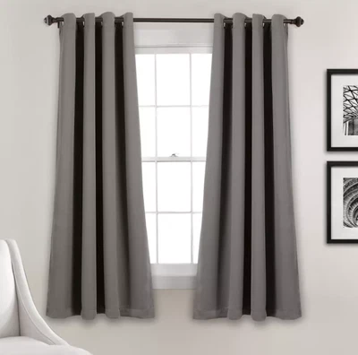 Set of 2 Insulated Grommet Blackout Curtain Panels Lush Décor 52" W x 95" L Gray - Image 1 of 4