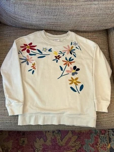 Hanna Anderson Cream Sweatshirt with colorful flowers size 10 girls - Picture 1 of 5