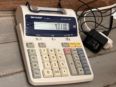 VTG Sharp Calculator EL-1801C Portable Printer  2-Color, Battery/chord tested - Image 1 of 4