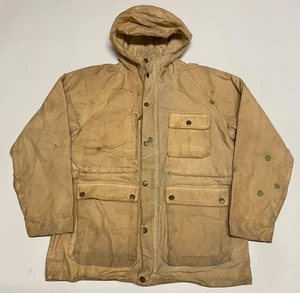 FSC Jacket Mens Medium Beige Chore Workwear Wax Waxed Wool Lining Waterproof - Picture 1 of 12