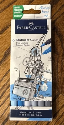 Faber-Castell Goldfaber "Product Design" Dual Tip Markers 6 pcs Alcohol ink NEW - Image 1 of 4