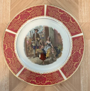 Cries of London "Primroses - Yellow Primroses" Red Decorative Plate w/ Gold Trim - Picture 1 of 5