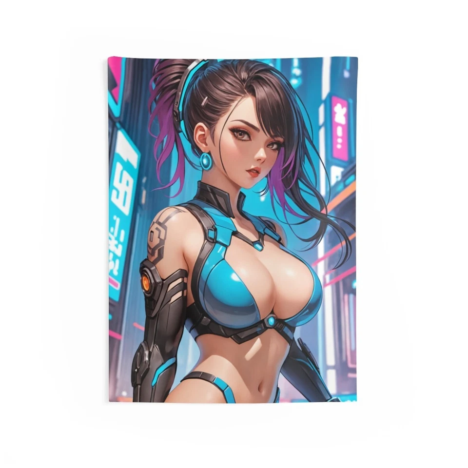 Póster Anime Cyber Girl Arte Fantasía Tapiz Cyberpunk Ciudad Futura Foto 1 de 1