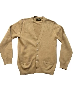 Vintage Pringle Of Scotland Mens Size 40 M Cardigan Sweater 100% Lambswool Tan - Image 1 of 4
