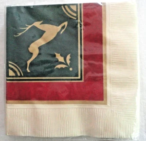 16 tovaglioli bevande vintage anni 80 nuovi con scatola Hallmark renna natalizia vischio - Foto 1 di 3