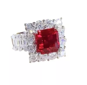 Anillo grande radiante simulado rubí chapado en oro para mujer talla 8 3️⃣ - Imagen 1 de 6