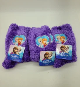 Girls' Purple Puffy Socks with Elsa & Anna Heart Design (3 Pairs, Fits Size 7-9) - Picture 1 of 7