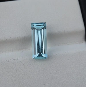 1.47 Cts 11.6x4.8x3.8 MM Natural Blue Aquamarine Baguette Cut Gemstone - Picture 1 of 11