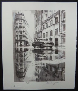 HAVANA #6 Cuba Serigraph Signed by Cuban Artist LUIS E. CAMEJO / Classic USA Car - Picture 1 of 6