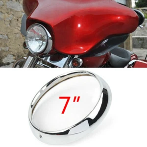 Cubierta de anillo de borde de faros cromados de 7" para Harley Touring Road King SU - Imagen 1 de 7