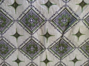 Vtg Geometric Design Cotton Fabric Gray Green Black 31"L x 38"W - Picture 1 of 7