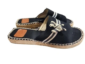 Circa Joan & David Damengröße 9M Stoff flache Sandale mit Schleife schwarz-weiß Spanien - Bild 1 von 9