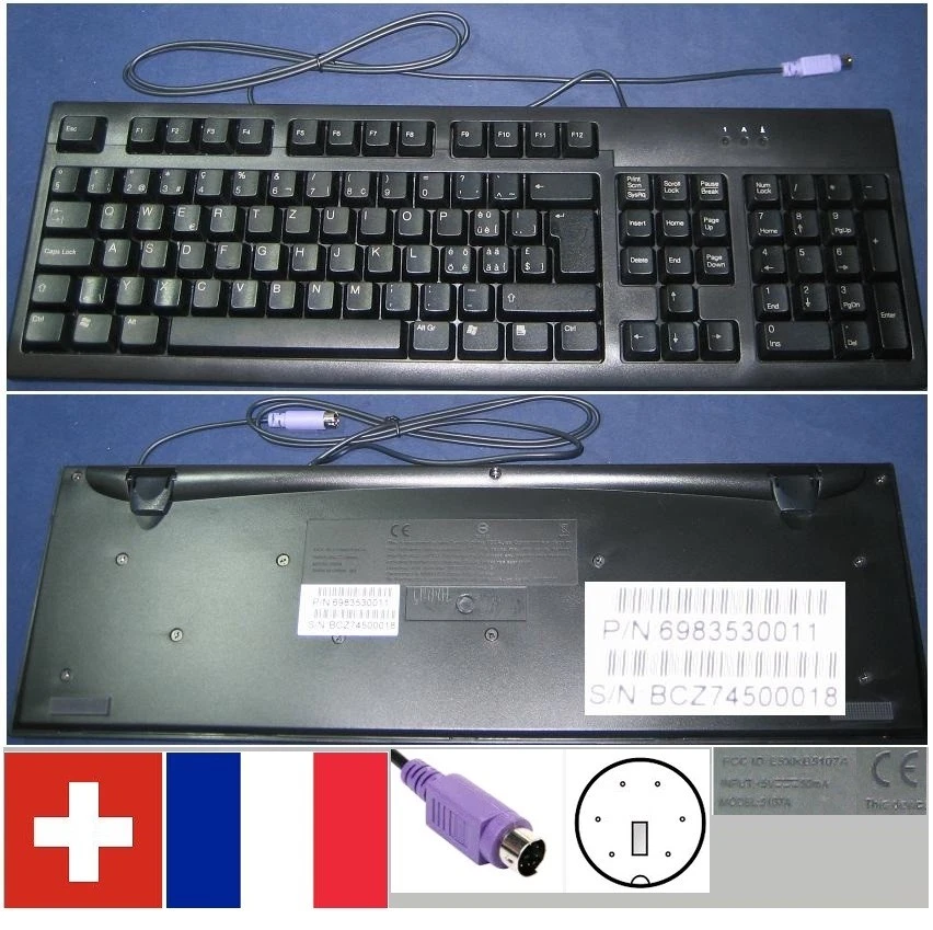 Clavier Qwertz Swiss-Français Packard Bell 5107A 6983530011 port PS/2 - Image 1 of 1